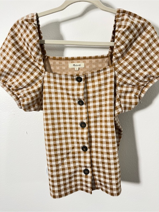 Madewell Tops - Madewell SIZE M Yellow & White Gingham Button-Front Top
